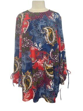 Nygard Bandana Paisley Dress Womens Plus Size 2X New Multicolor
